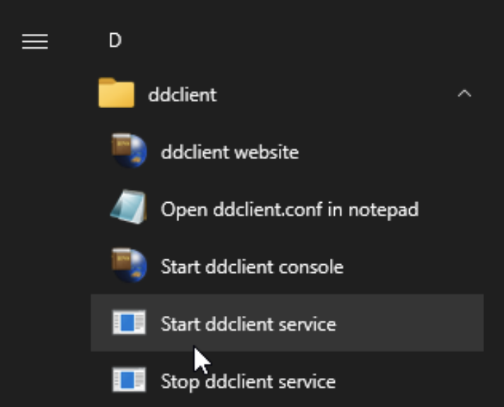 ddclient windows start service